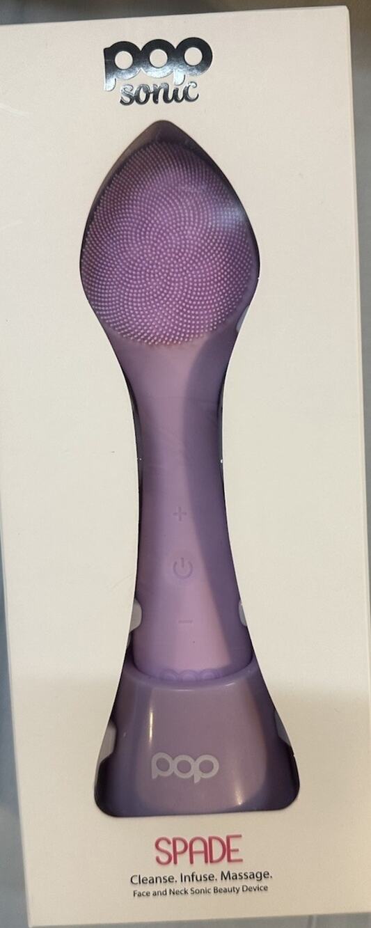 Pop Sonic Spade Face & Neck Sonic Beauty Device Lilac Color Massage Cleanse NEW